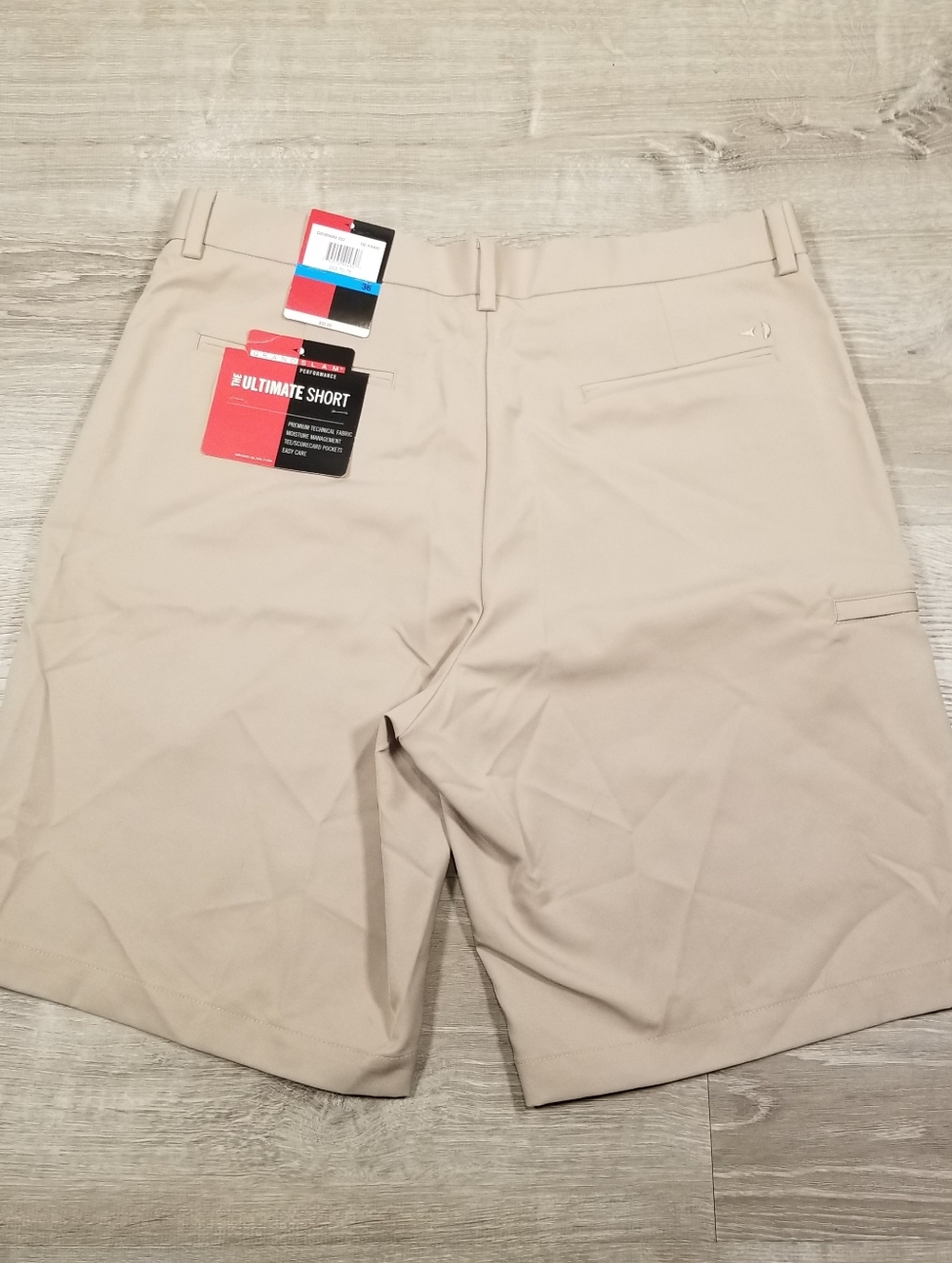 Grand Slam Golf Shorts Mens Size 36 Tan Khaki Chino Performance Stretch NWT